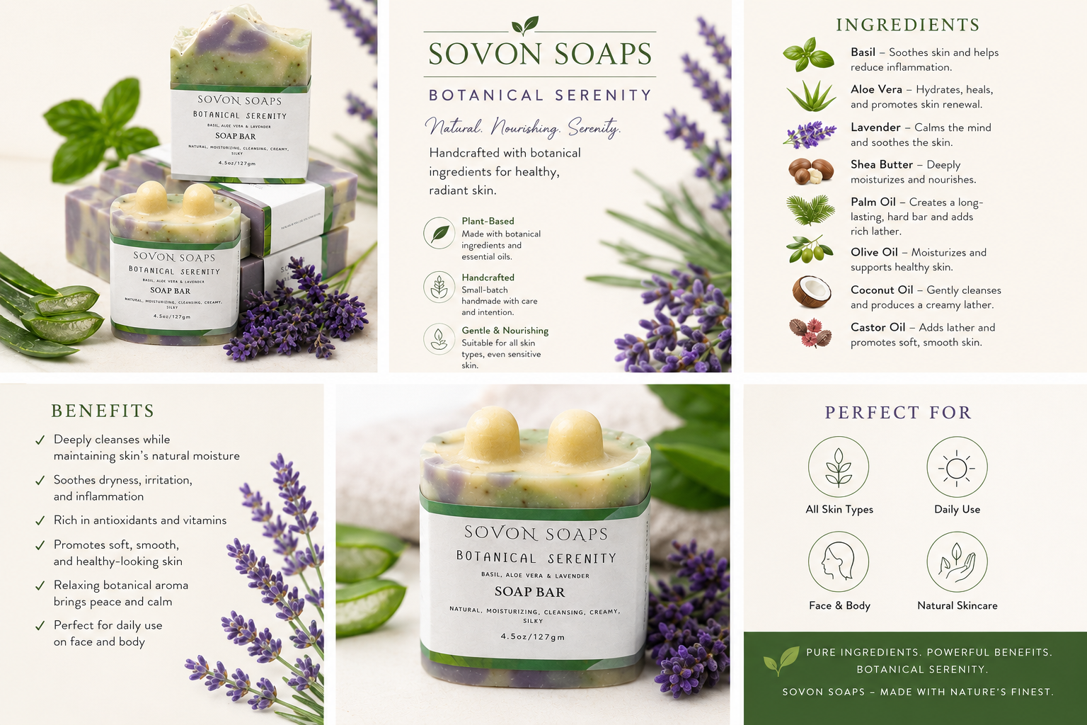 Botanical Serenity (Basil, Aloe & Lavender Body Soap