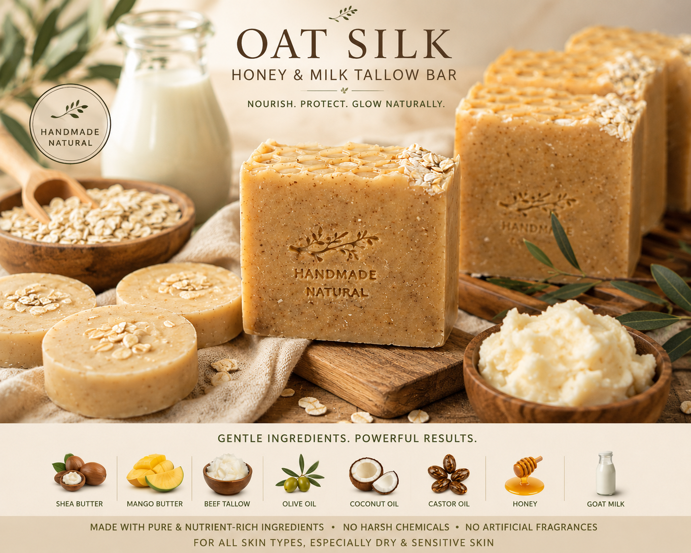 Oat Silk (Oatmeal, Tallow & Honey ) Body Soap